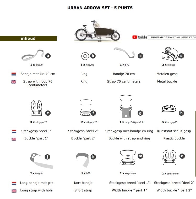 Melia Baby/Toddler Seat Set 5P Urban Arrow Cargo Bike Melia Baby/Toddler Seat Set 5P Urban Arrow Cargo Bike