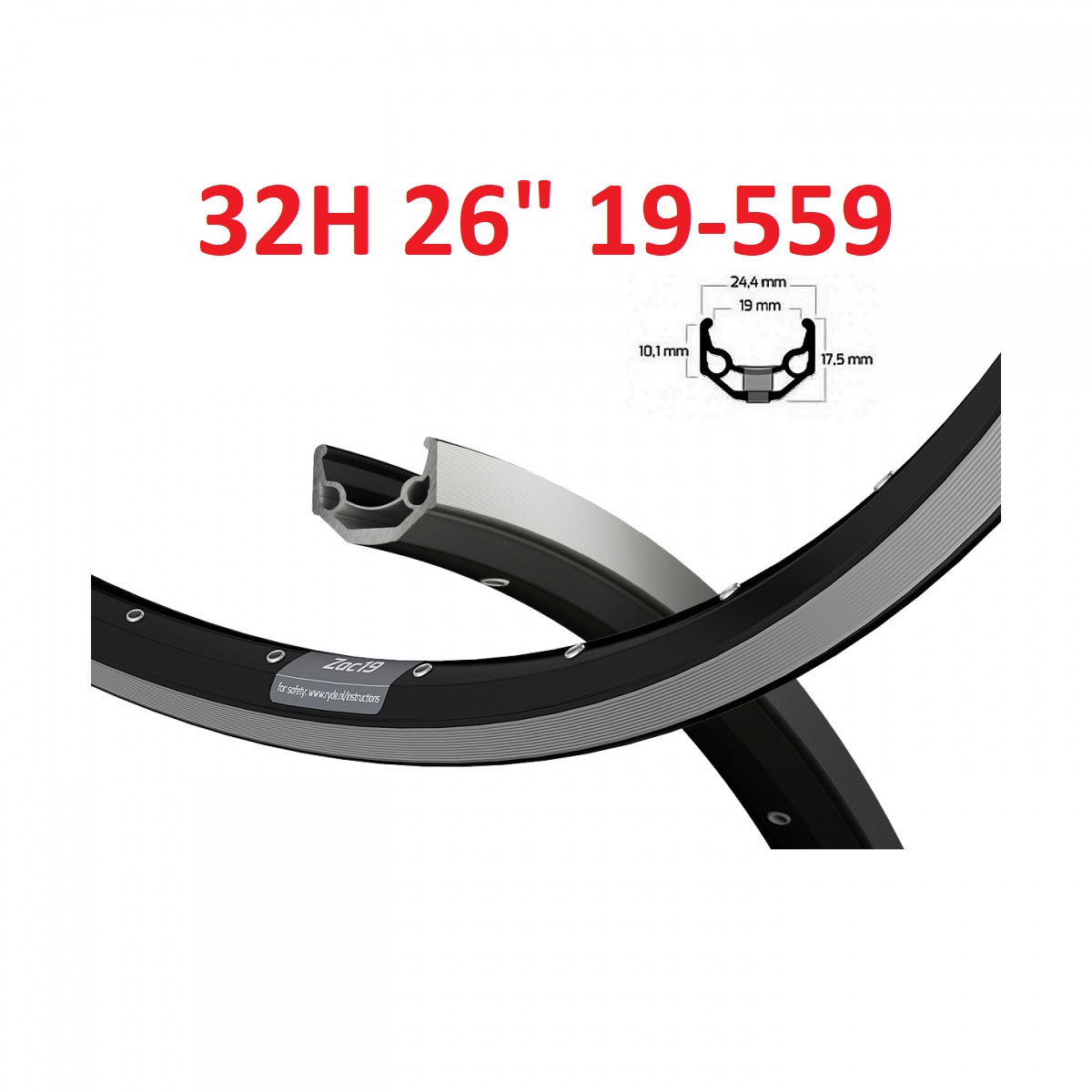 Ryde Rim 26 ZAC19 Black CNC 32/14