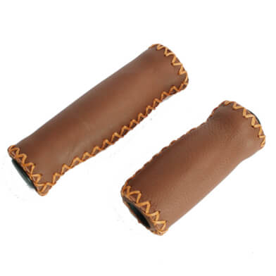 Bike Leather Handlebar Grips 92/127mm Light Brown