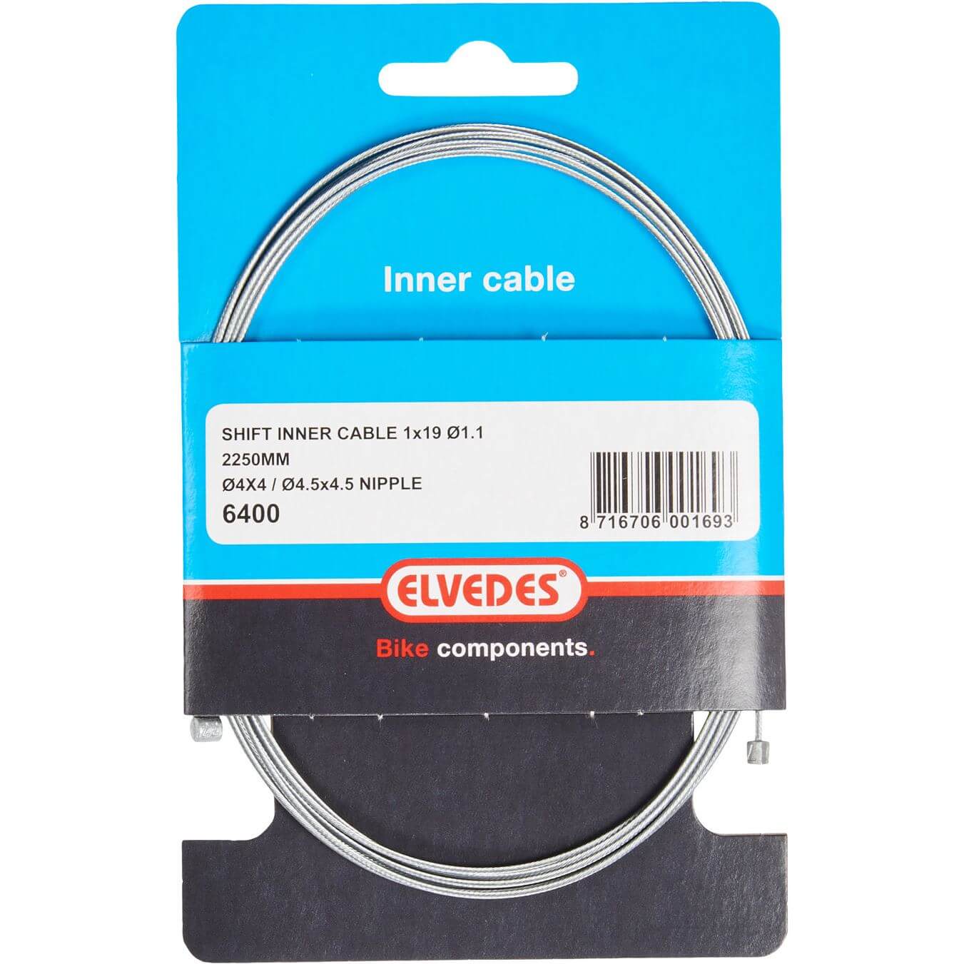 Elvedes Inner Shift Cable 2 Nipples 4x4 and 4.5x4.5 6400