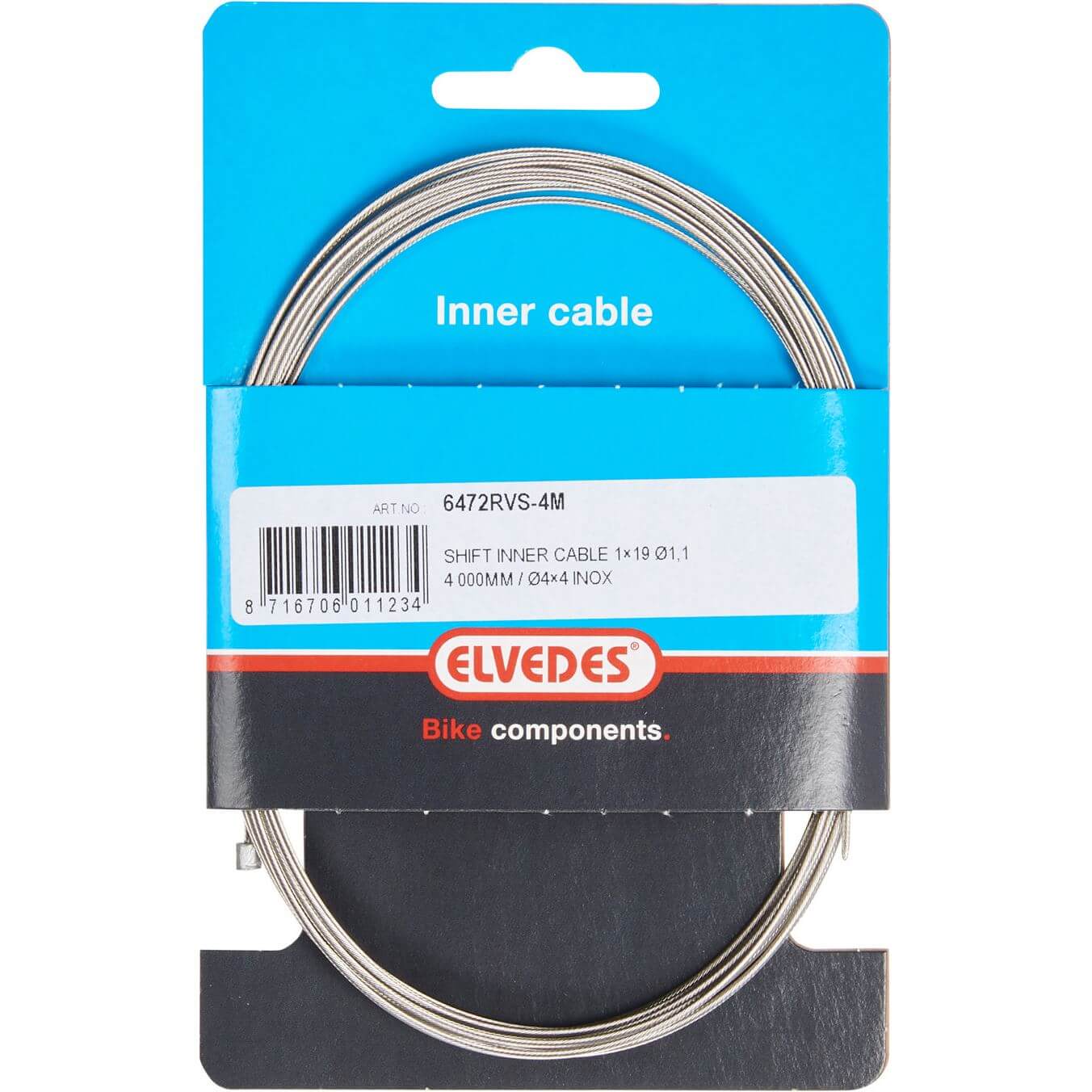 Elvedes Shift Inner Cable Stainless Steel 4m Nipple 4x4