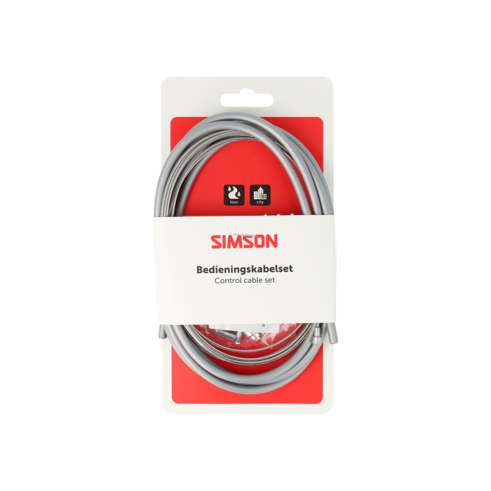 Simson Brake Cable Set Universal 2 Nipples Stainless Steel Grey