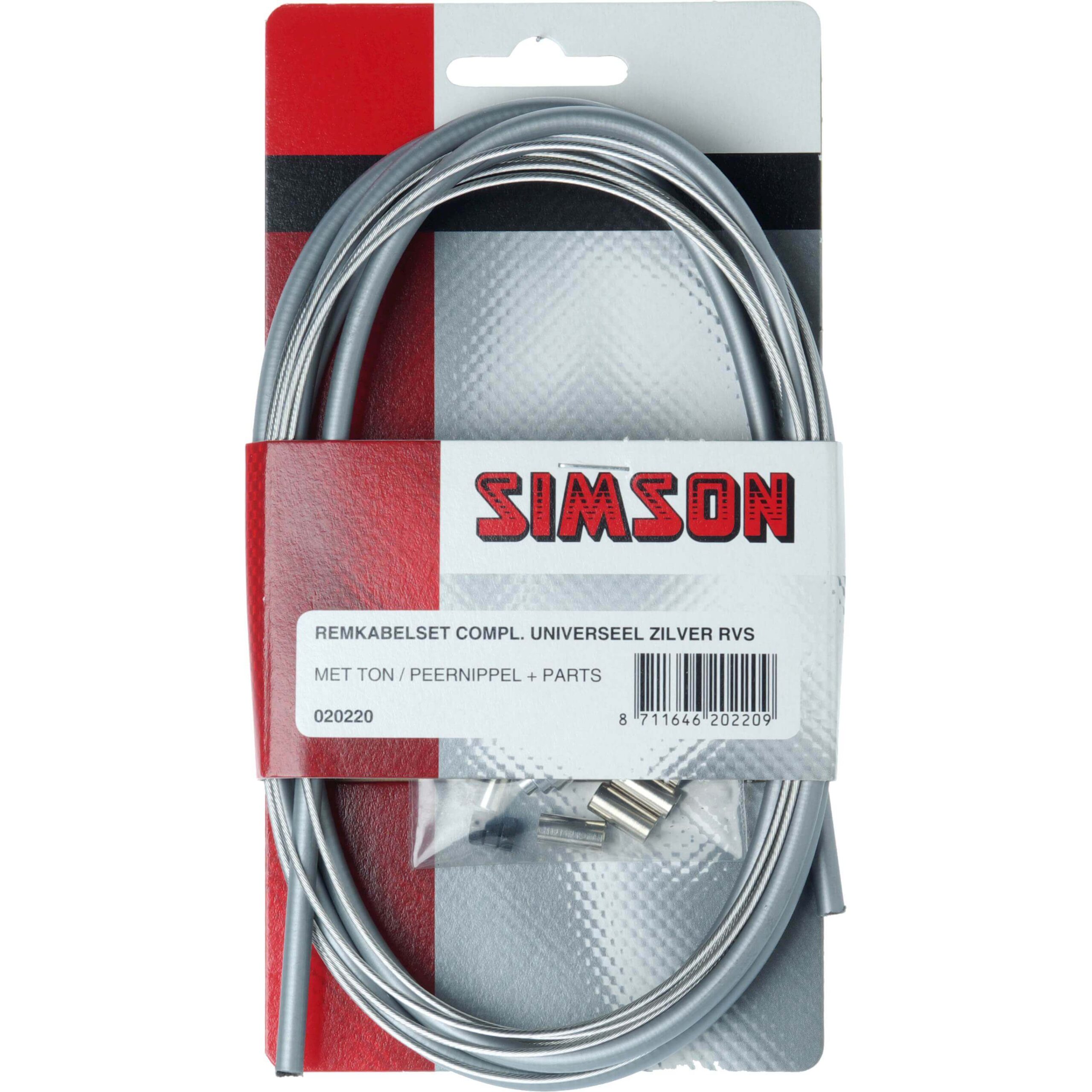 Simson Brake Cable Set Universal 2 Nipples Stainless Steel Silver