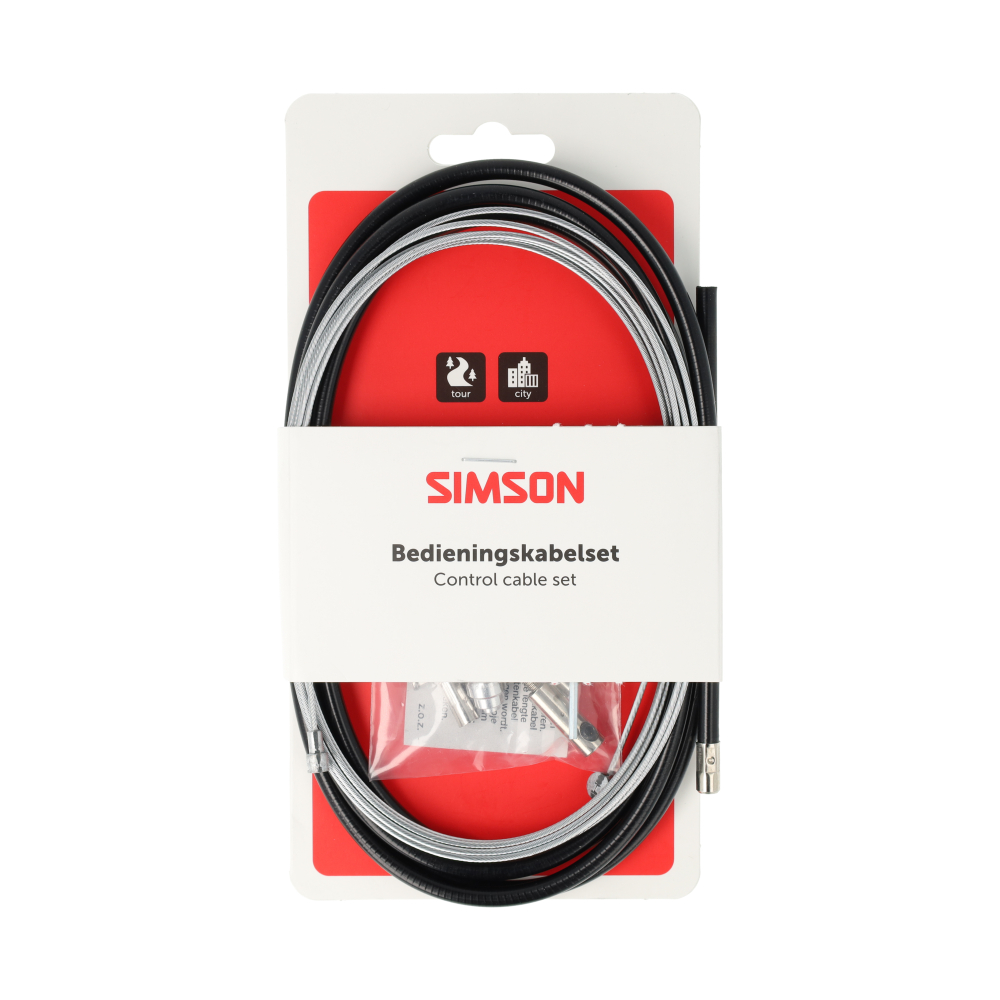 Simson Universal Brake Cable Set With Allen Stainless Steel Black