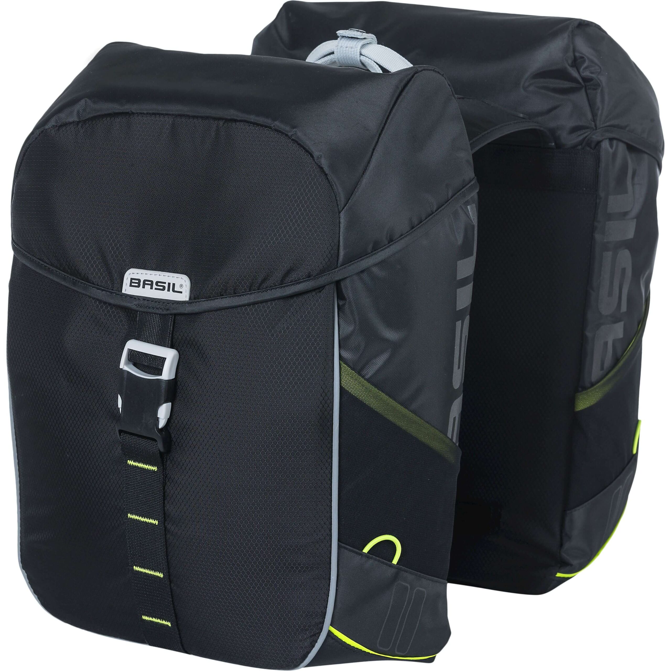 Basil Double Bike Bag Miles Black Lime 32L