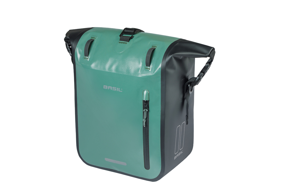 Basil Single Bike Bag Rivo M MIK Hooks Green 12-15L Basil Single Bike Bag Rivo M MIK Hooks Green 12-15L